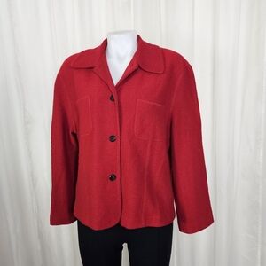 Jones New York Classic Red Merino Wool Short Jacket Large